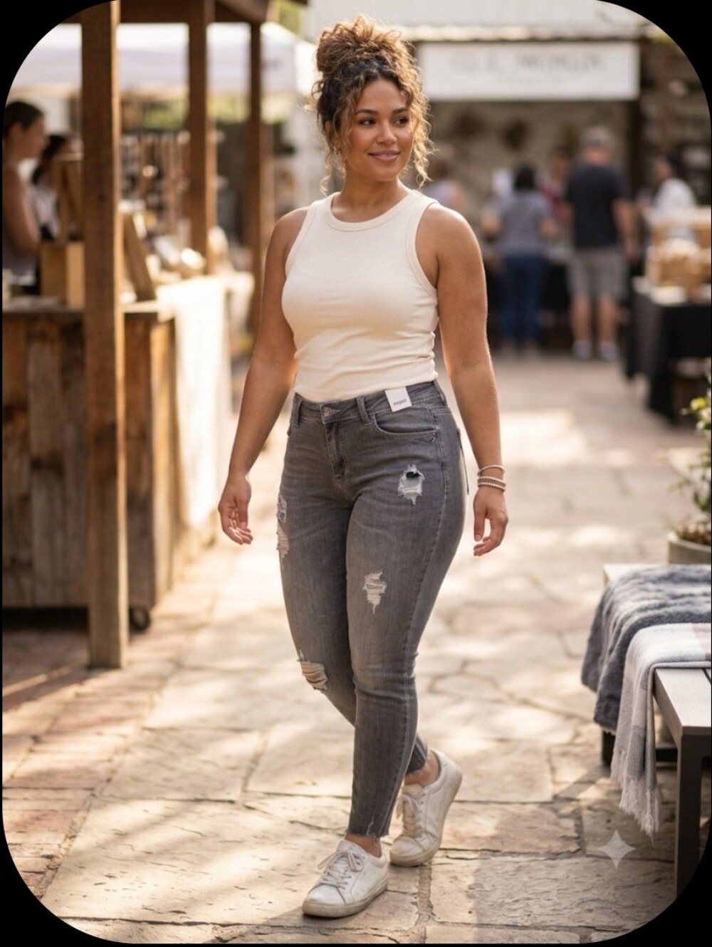 Sneak Peek Distressed Gray Denim Jeans